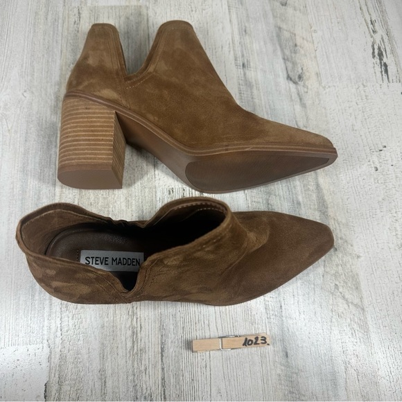New Steve Madden Havannah Chestnut Suede Pointed Toe Bootie #1023 - Picture 10 of 12